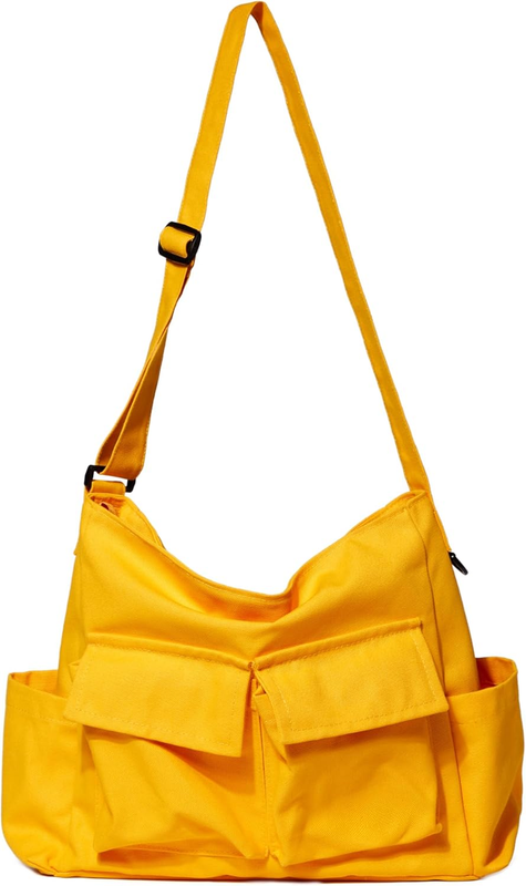 Canvas Messenger Bag Large Hobo Crossbody Multiple Pockets Shoulder Tote Unisex9