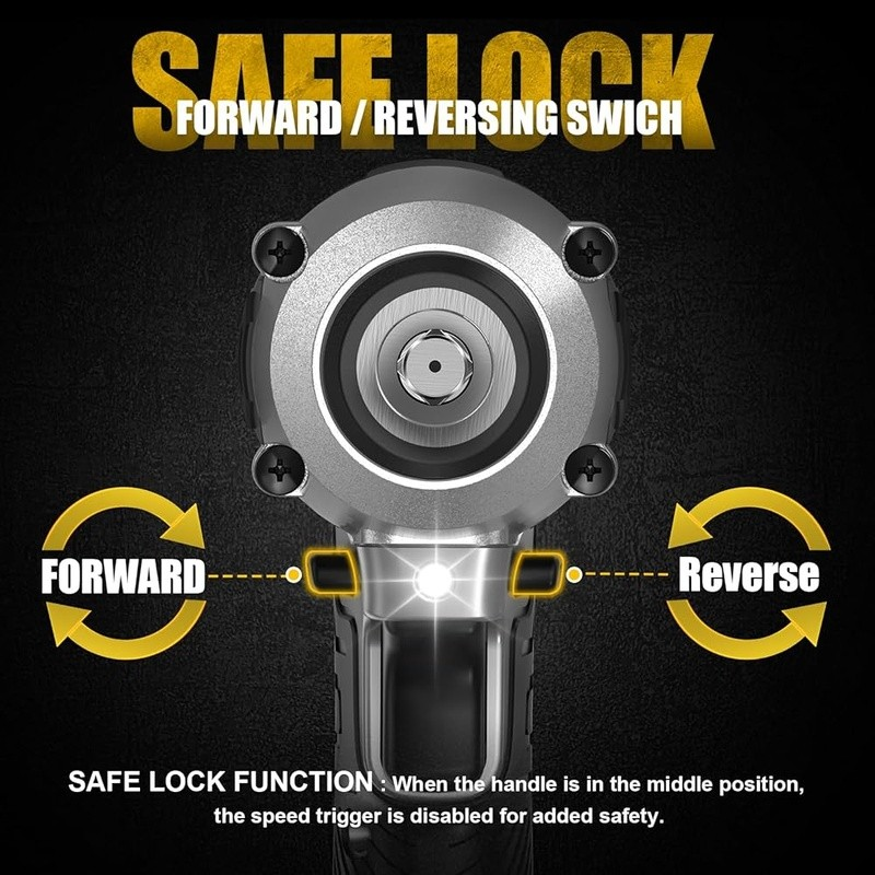 Cordless Impact Wrench 3/8 Inch 250FT-LBS Brushless Electric Tool LED Light New5