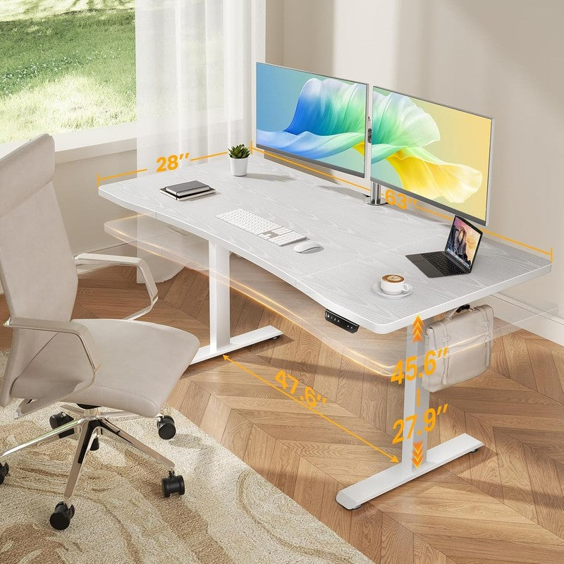 63x28 Electric Standing Desk Sit Stand Home Office Computer Table White1
