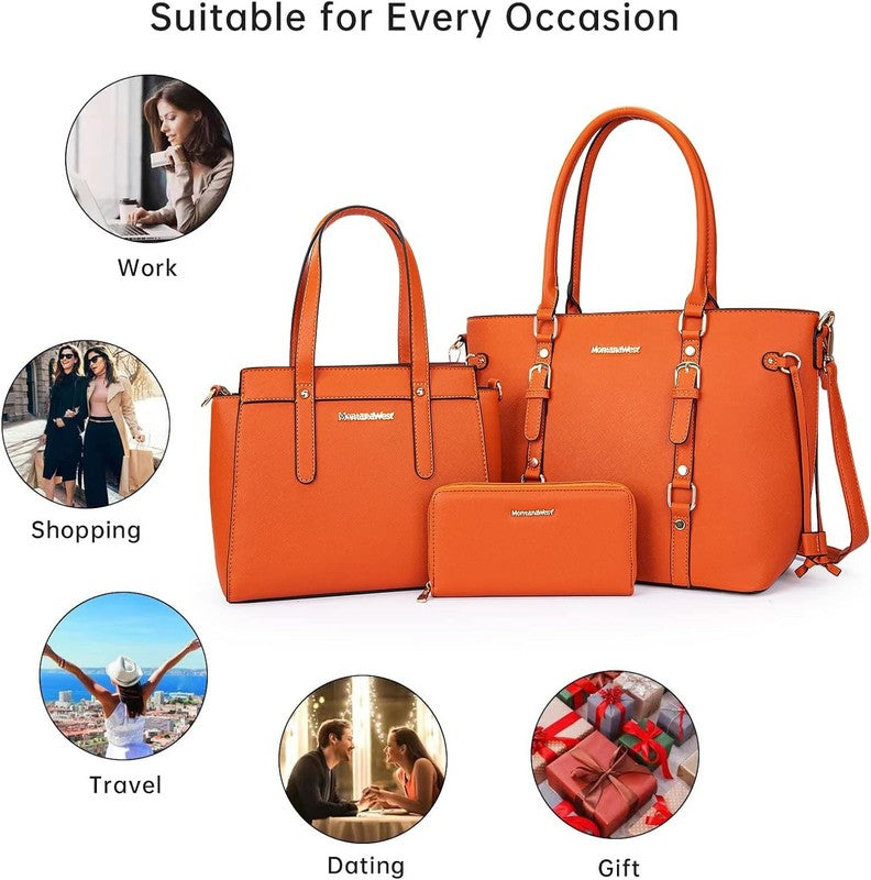 3PCS Purses for Women Tote Bag and Wallet Set Shoulder Satchel Handbags5