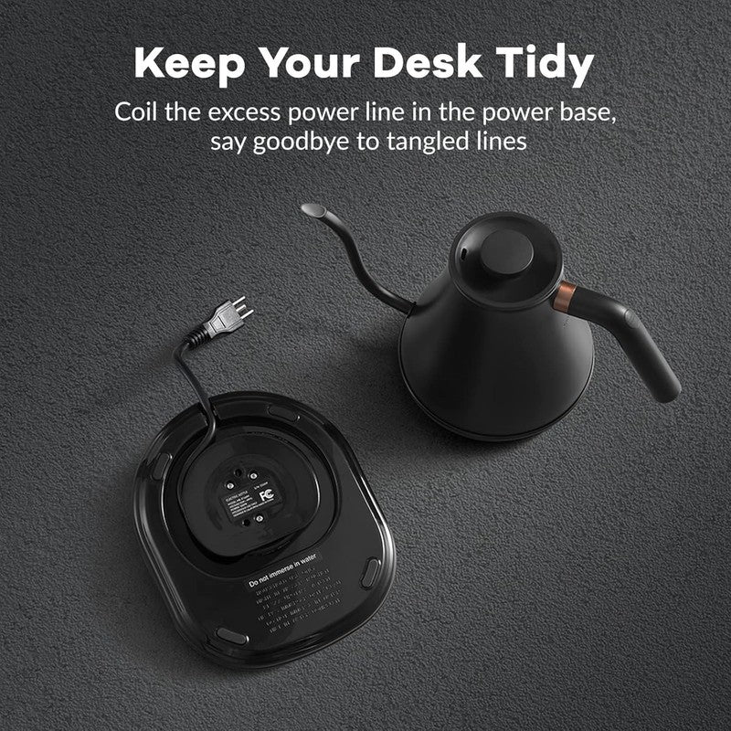 Gooseneck Electric Kettle 0.8L 1200W Matt Black Temp Control Auto Shut Off8