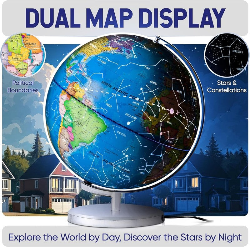9in Illuminated Kids World Globe STEM Flags Card Game LED Night Light4