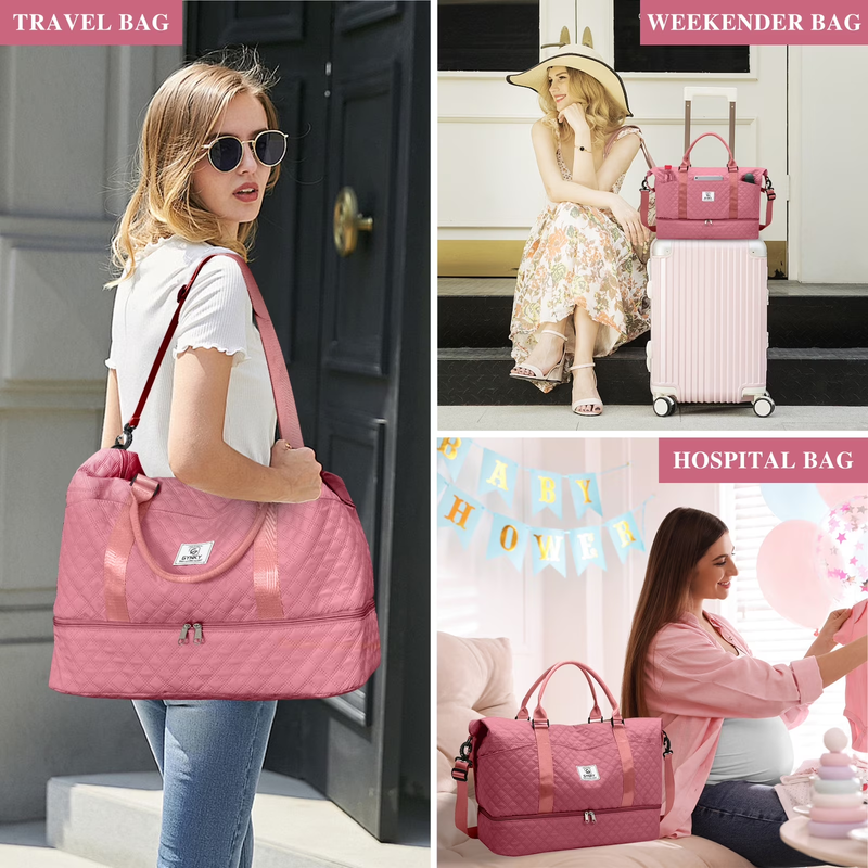 Travel Duffle Bag Weekender Bags for Women with Shoe Compartment Carry on Overni2