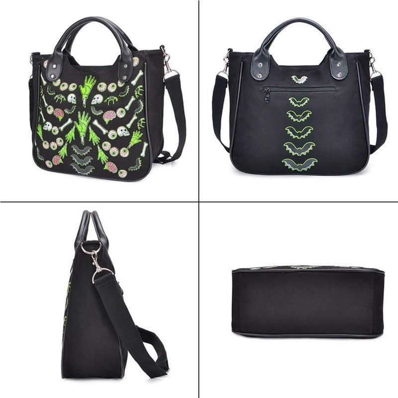 Women’s Rivet Canvas Punk Tote Handbag Purse Shoulder Strap Crossbody Bag2