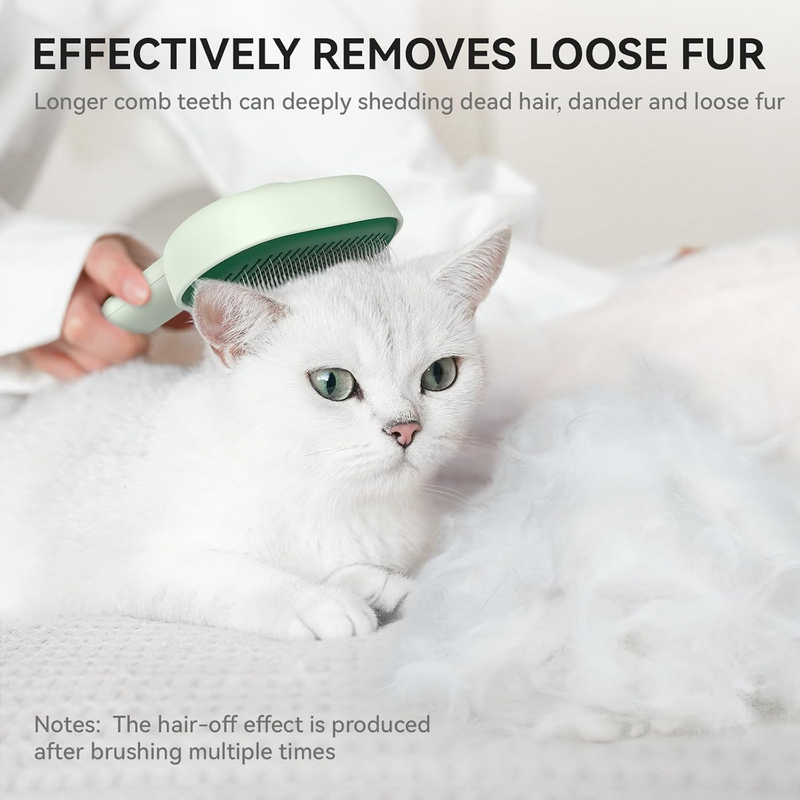 Cat Brush Shedding Cats Dogs Deshedding Removes Loose Fur Massage Forest Green5
