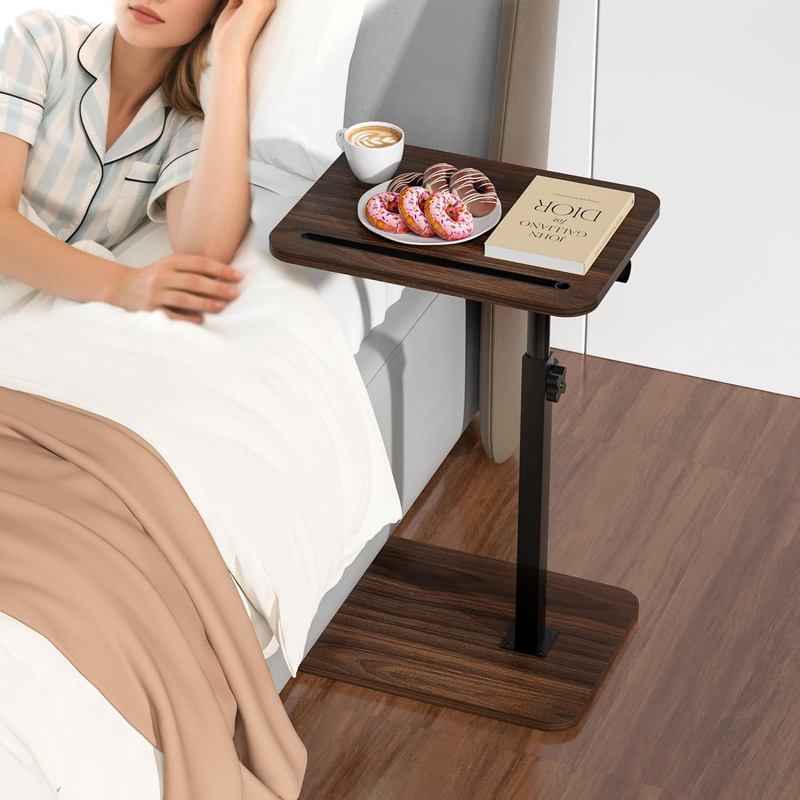 Sofa Side Table Swivel Adjustable Height Laptop Tablet Holder Small Space Black3
