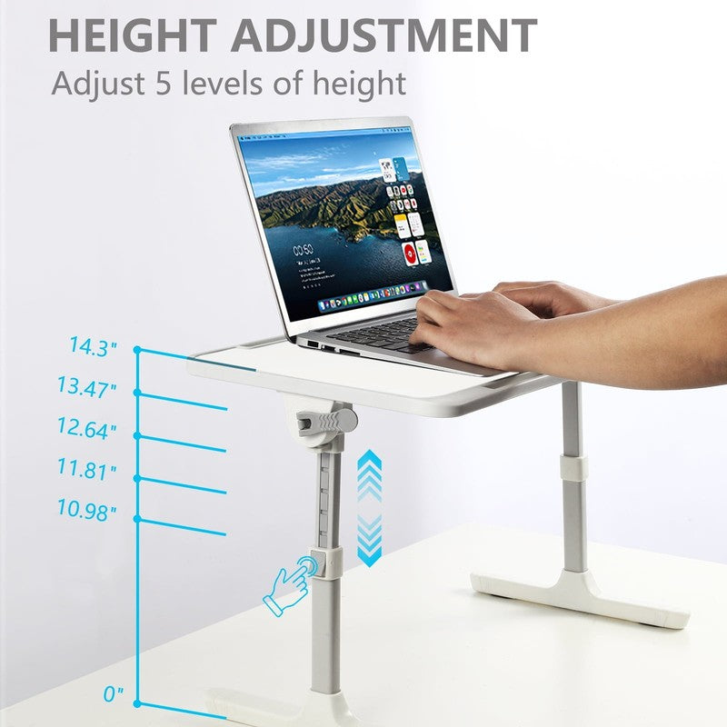 Height & Angle Adjustable Lap Desk Foldable Laptop Stand Bed Tray White2