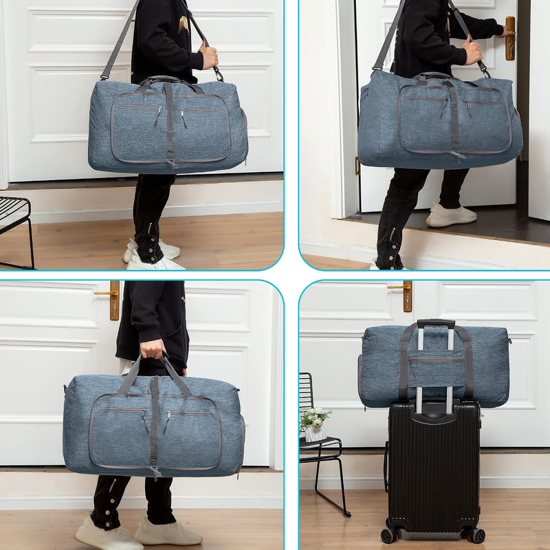 65L 85L 115L Foldable Travel Duffle Bag Water Resistant Weekender Shoe Pocket4