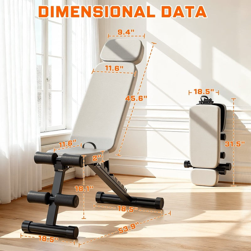Adjustable Weight Bench 800LB Foldable Gray Olympic Home Gym Strength Training 4