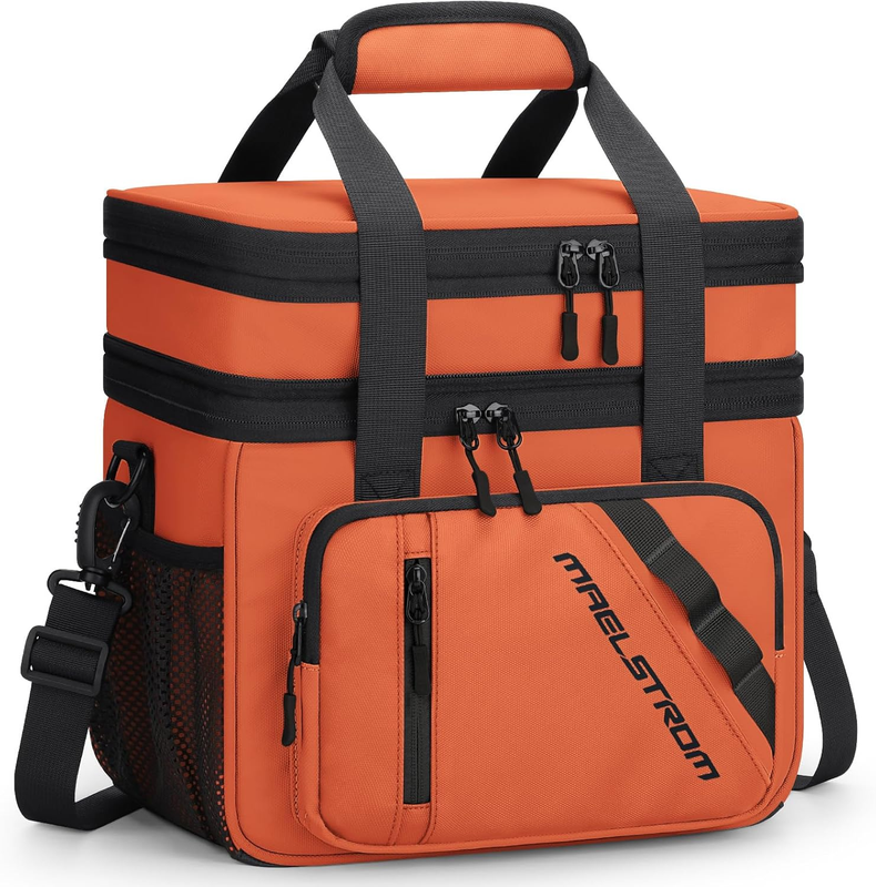 20L Expandable Double Deck Insulated Lunch Bag Orange Cooler9