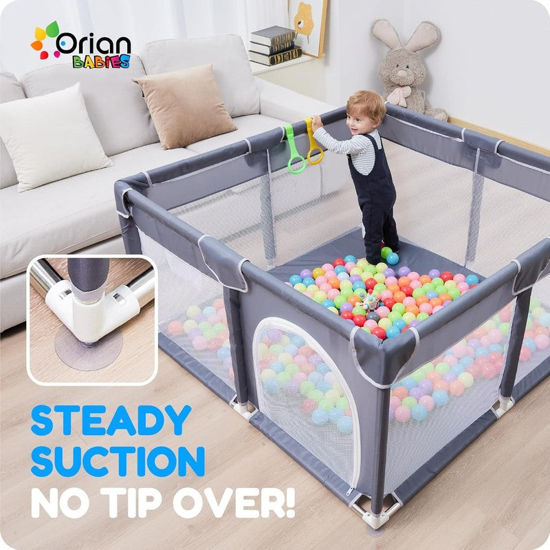 Large Baby Playpen 50X50 with 10 Balls & 4 Pull Up Rings - Indoor/Outdoor Fun!1