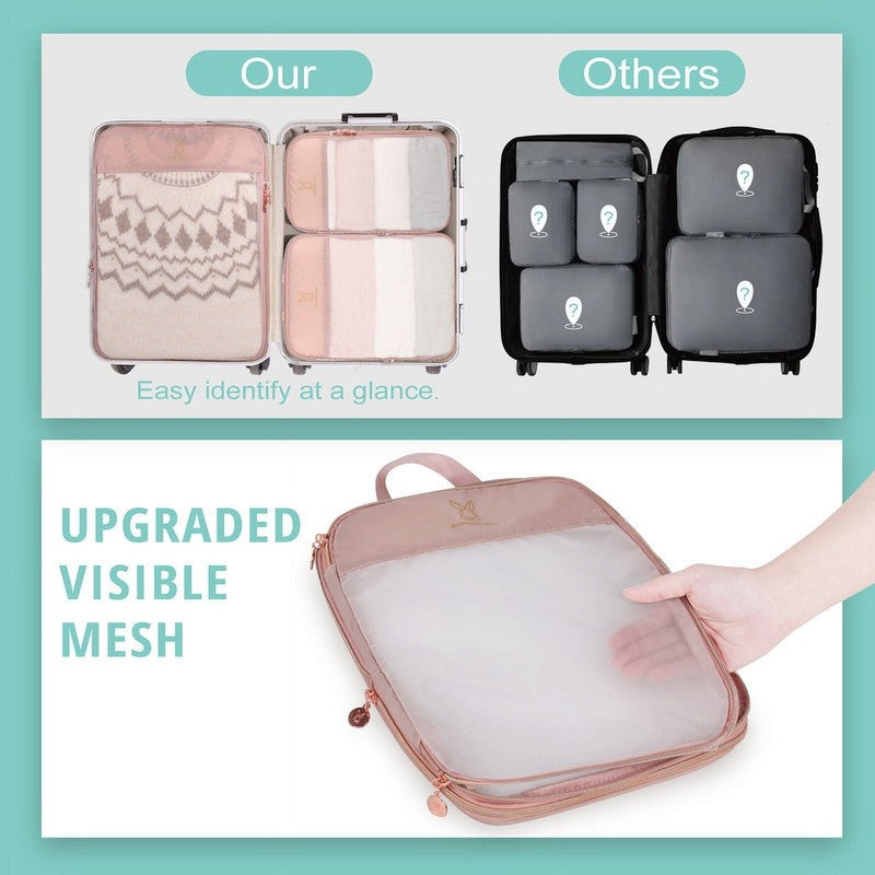 8 Set Expandable Compression Packing Cubes for Travel, See through Mesh Travel P2