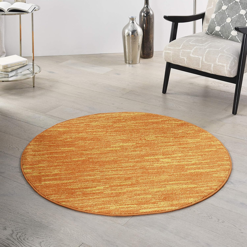Essentials Indoor/Outdoor Sunburst 4' X round Area Rug, Easy Cleaning, Non Shedd10