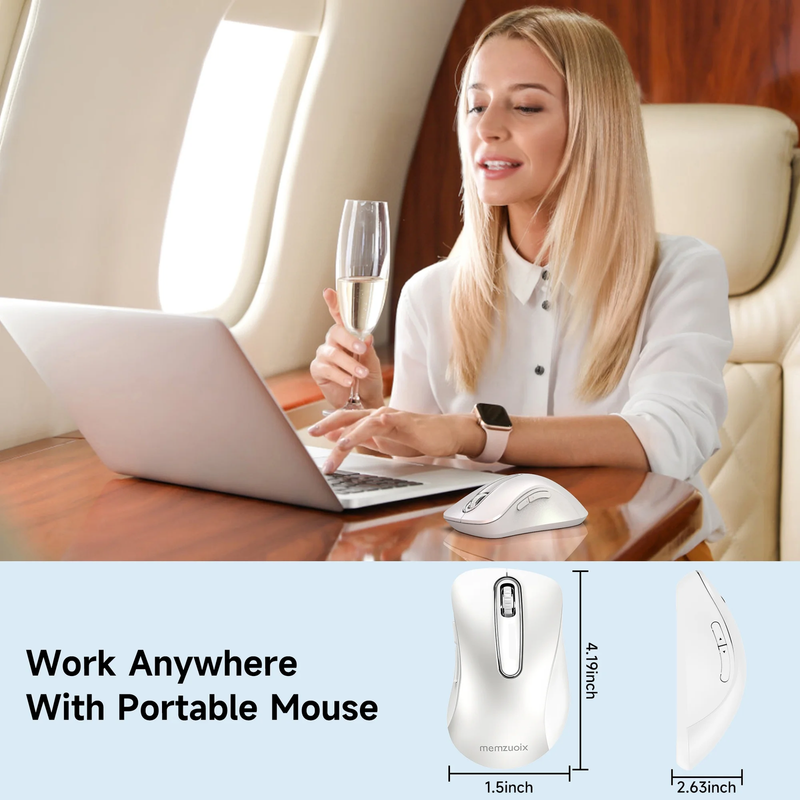 2.4GHz Wireless Mouse 1200 DPI 5 Button USB Receiver PC Laptop Pure White6