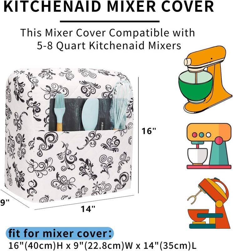 KitchenAid Stand Mixer Cover 5 8 Qt Dust Cover w/ Storage Pockets1
