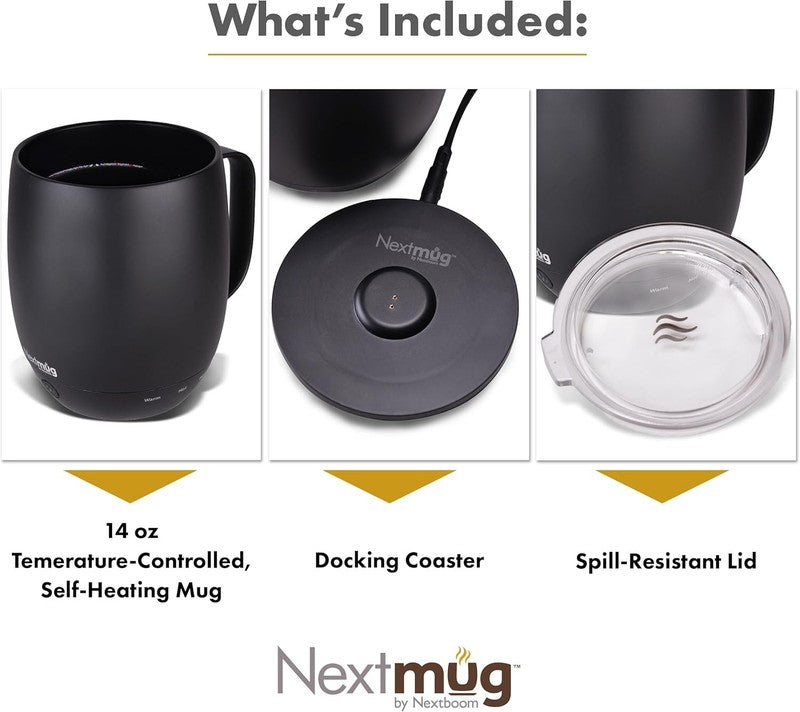 Nextmug   Temperature Controlled, Self Heating Coffee Mug (Black   14 Oz.)2