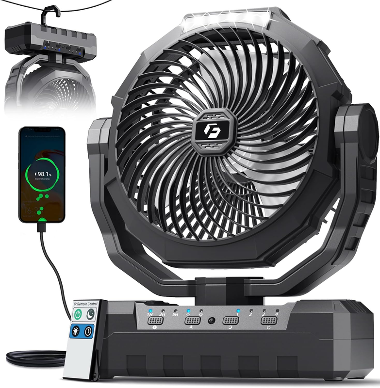 3 In 1 Camping Fan   Portable Fans Rechargeable   24000Mah Battery Powered Fan(10