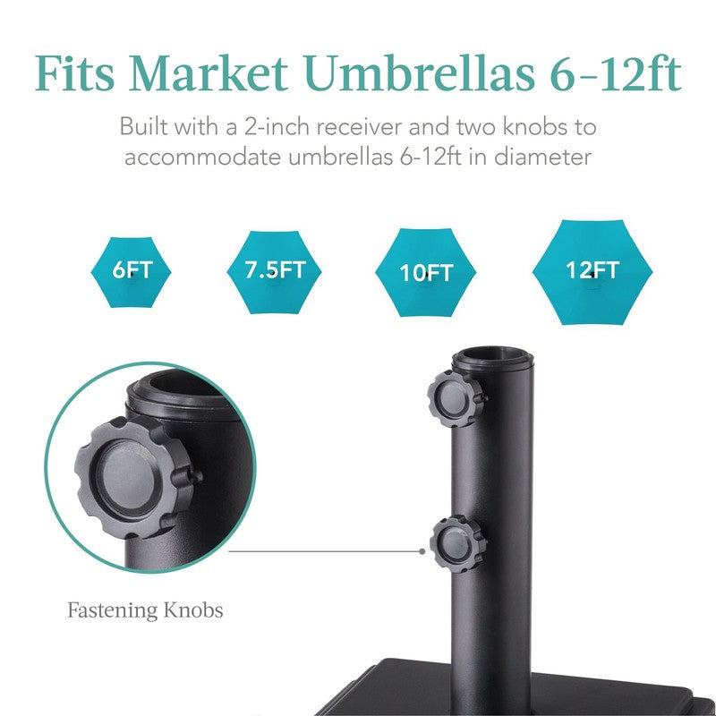Mobile Umbrella Base, Fillable Heavy-Duty Market Stand W/4 Wheels, 2 Locks, 120L5