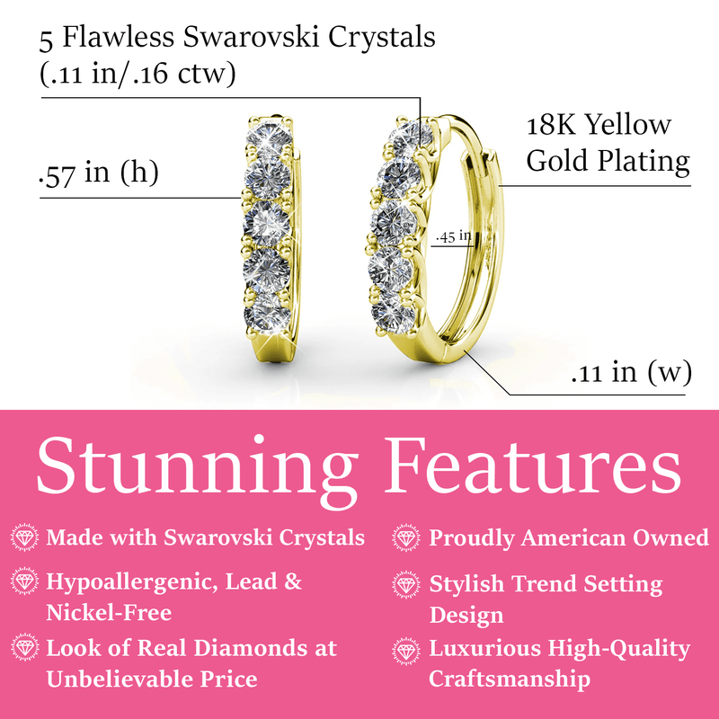 Bethany 18K Yellow Gold Plated 15Mm Hoop Earrings with Crystals for Women1