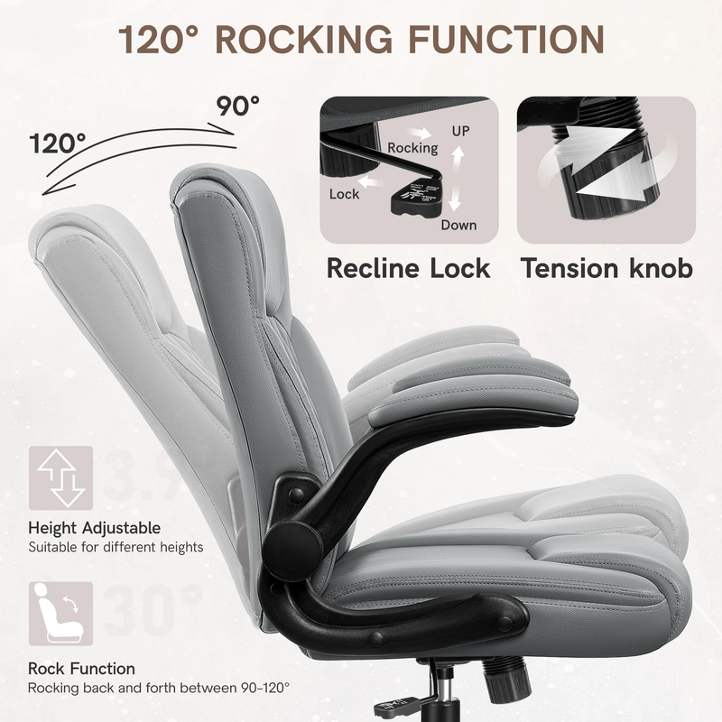 Ergonomic Leather Office Chair High Back Executive Desk Chair Gray4