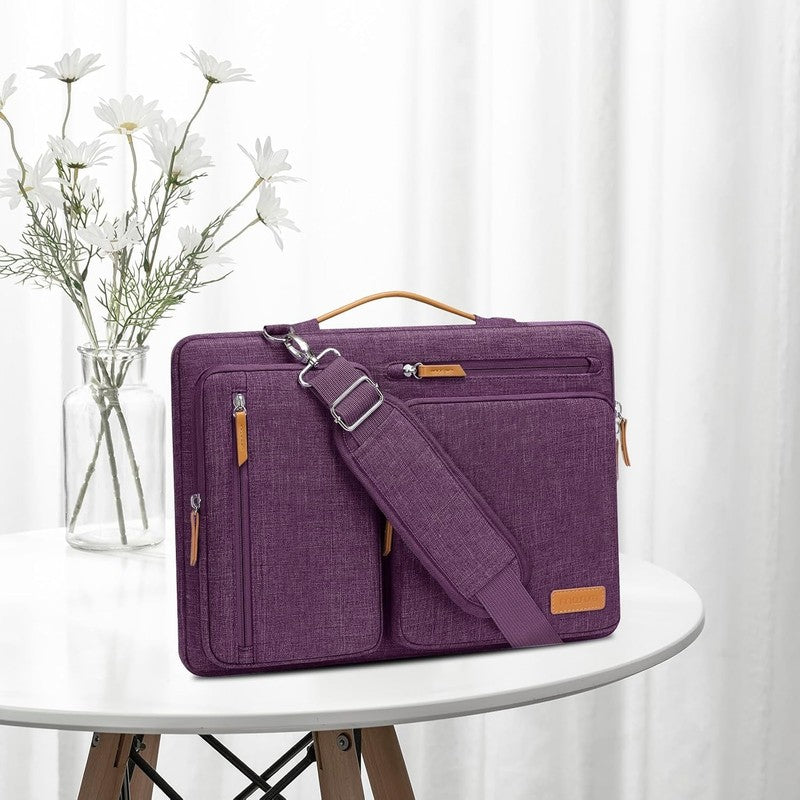 15.6 Inch Laptop Shoulder Bag 360 Protective Messenger 4 Zipper Pockets2
