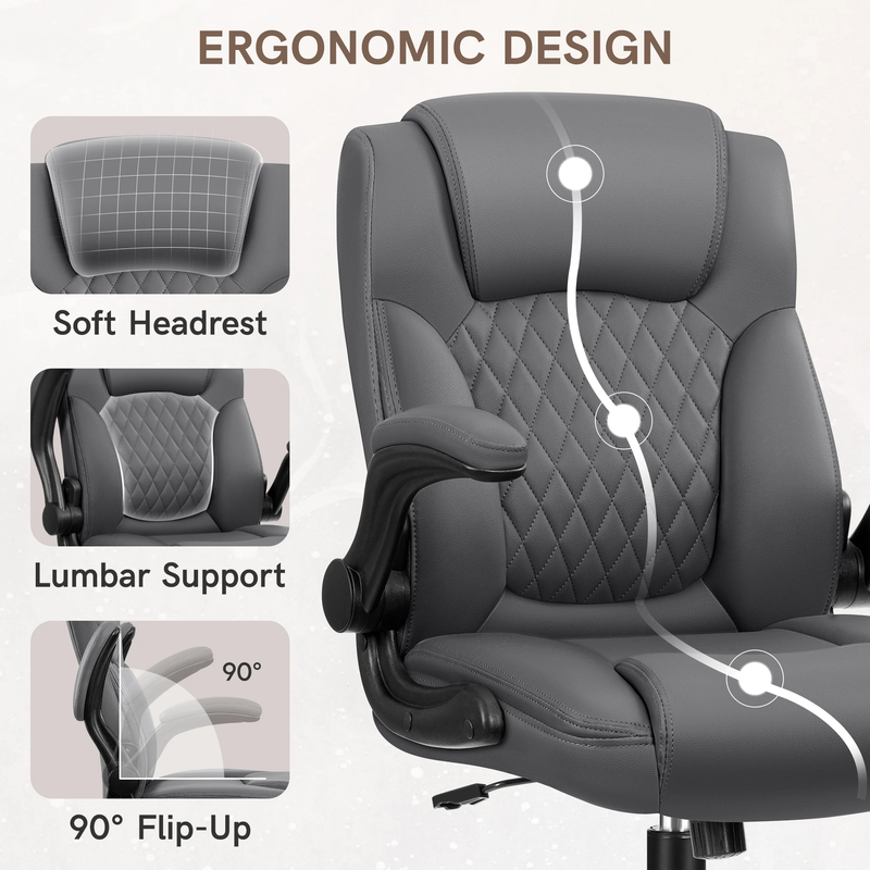 Ergonomic Leather Computer Office Chair 400LB Capacity Dark Gray2