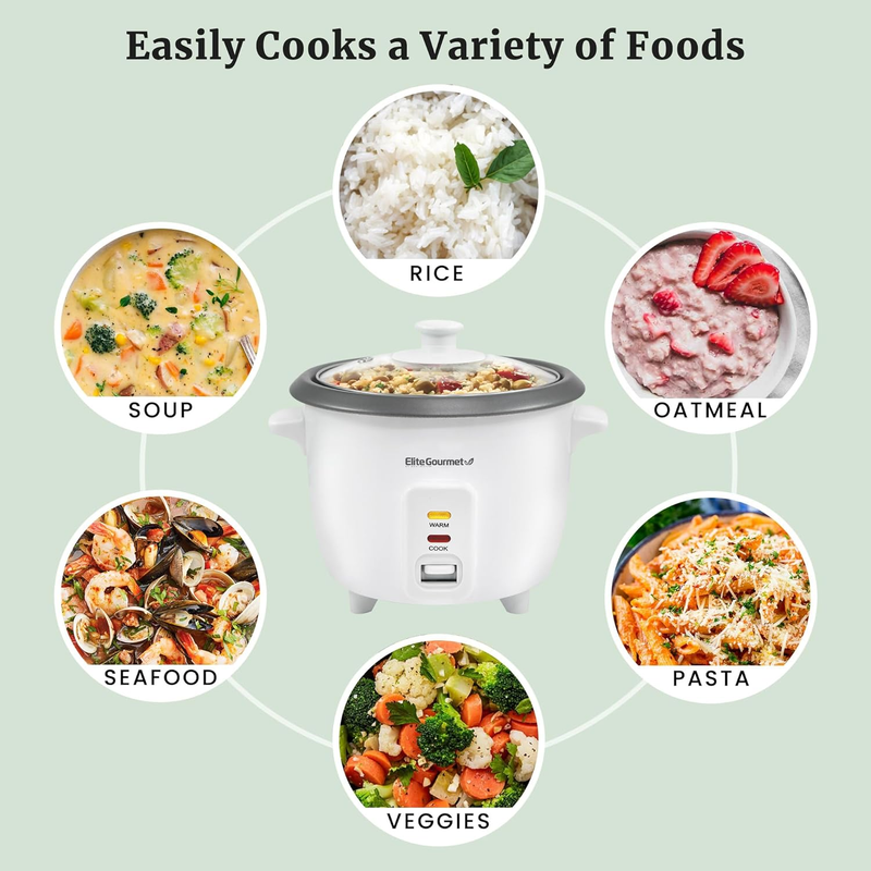 ERC-006NST Maxi-Matic Electric Rice Cooker with Non-Stick Inner Pot Makes Soups,3