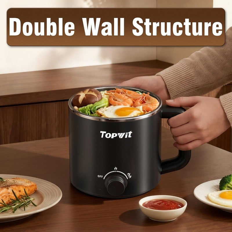 1.6L Electric Hot Pot Ramen Cooker Multifunctional Boil Dry Protection Black4