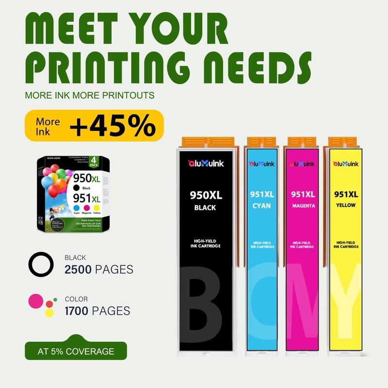 950XL 951XL Ink Cartridges for HP OfficeJet Pro 8600 8610 251DW Printers7