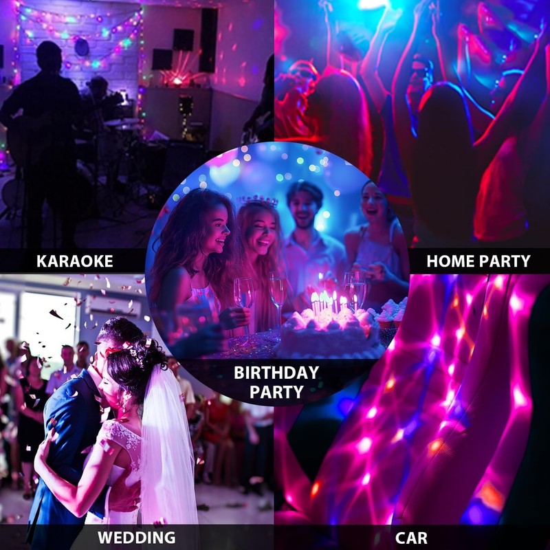 Disco Ball DJ Party Lights Sound Activated with Remote Control Strobe Lamp 7 Mod8
