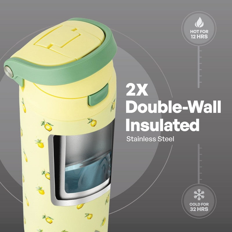 24Oz Stainless Steel 2-In-1 Water Bottle with Straw and Chug Lid, Lemon4