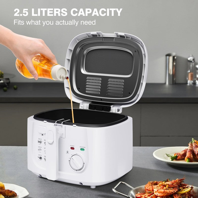 2.5L Electric Deep Fryer, 1500W, Temp Control, Viewing Window, Easy Clean, White4