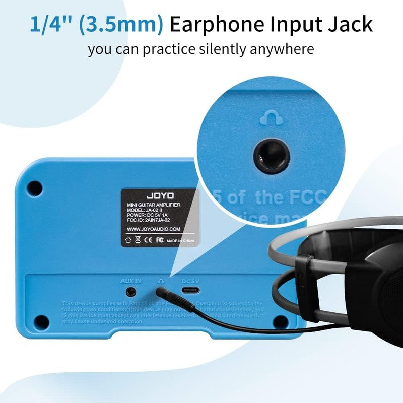 JA-02 II Mini Guitar Amp, 5W Bluetooth Rechargeable Practice Amplifier (Blue)4