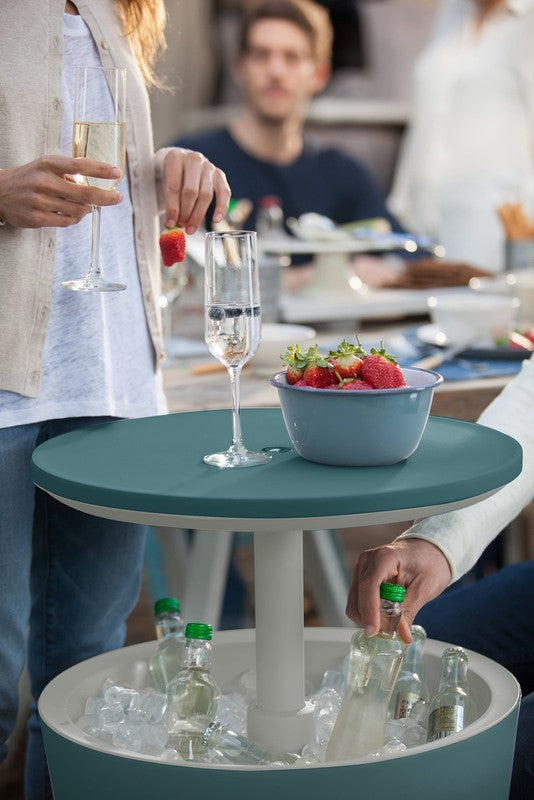 Modern 2-in-1 Cooler & Side Table Outdoor Patio Bar Teal1