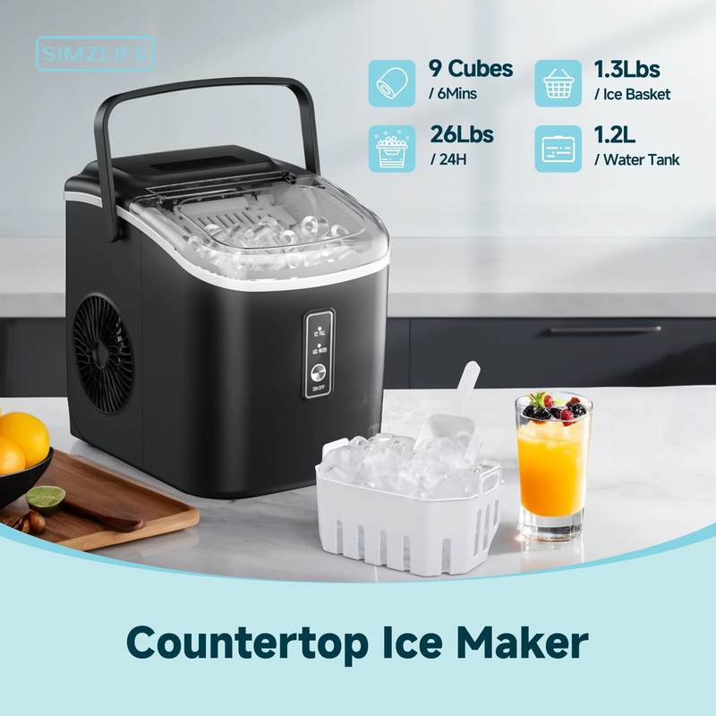 Portable Countertop Ice Maker 26Lbs/24H Self Cleaning w/ Basket & Scoop2