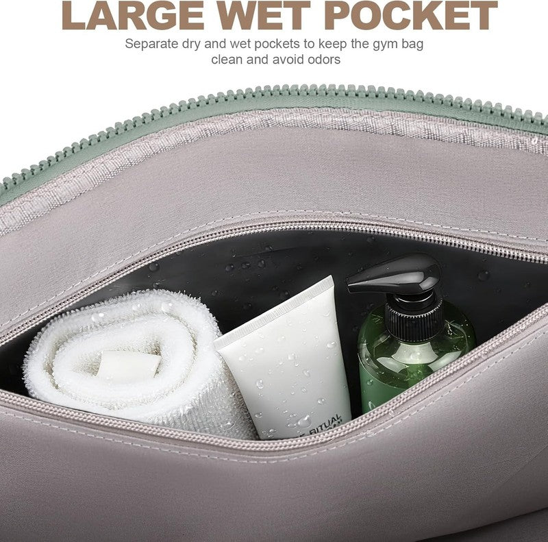 Gym Bag Women Duffle Weekender Travel Tote Wet Pocket Sports Dance Green3
