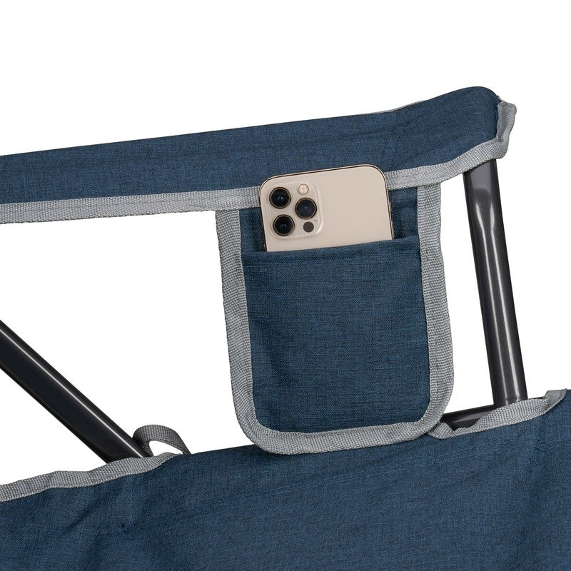 Foldable Rocking Camp Chair Kickback Rocker Heathered Indigo3