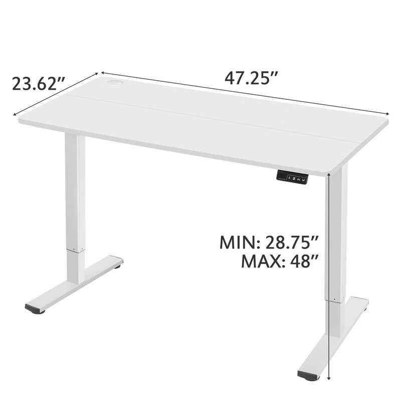 48"×24" Electric Height Adjustable Standing Desk T Shaped Metal White6
