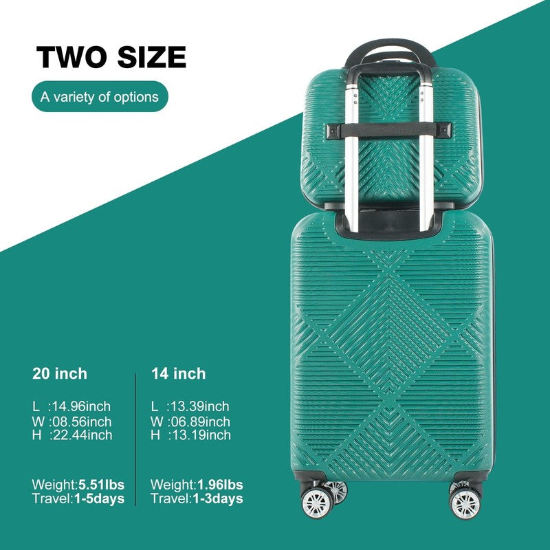 Luggage Sets 2 Piece Suitcase Set (14/20/)Hardside Suitcase with Spinner Wheels 2