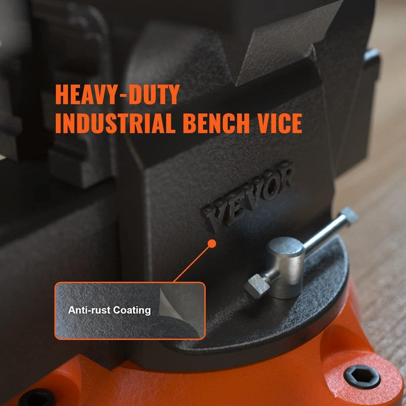 Bench Vise, 6 Inch Jaw Width 5.9 Inch Jaw Opening, 360 Degree Swivel Locking Bas8