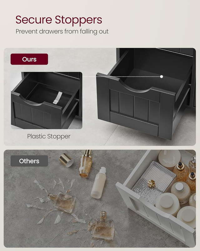 Floor Storage Cabinet with Drawer Door Adjustable Shelf Ink Black3