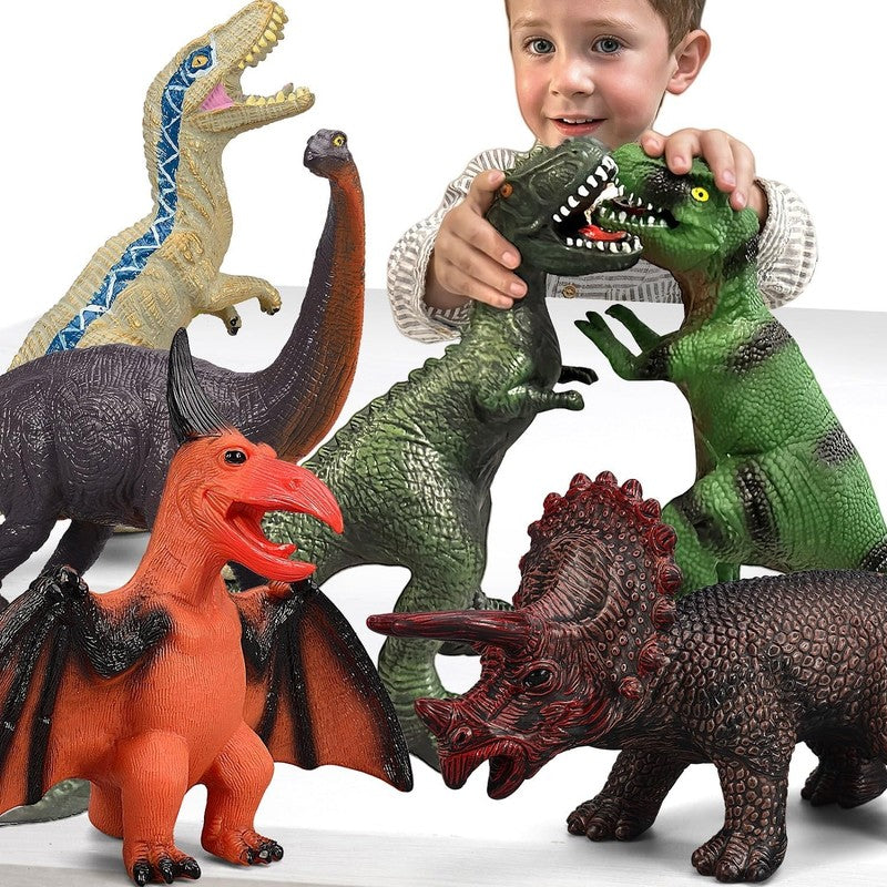 6 Piece Jumbo Dinosaur Toys for Kids 3-5 and Toddlers, Large Soft Dinosaur Toys 4