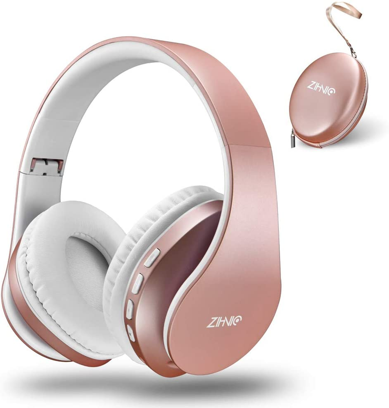 Rose Gold Bluetooth Over Ear Headphones, Foldable, Wired/Wireless, Soft Earmuffs8