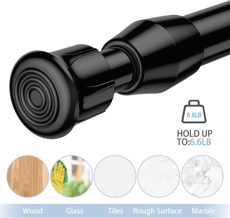Adjustable Black Spring Tension Curtain Rods (17" to 28", 2 Pack)3