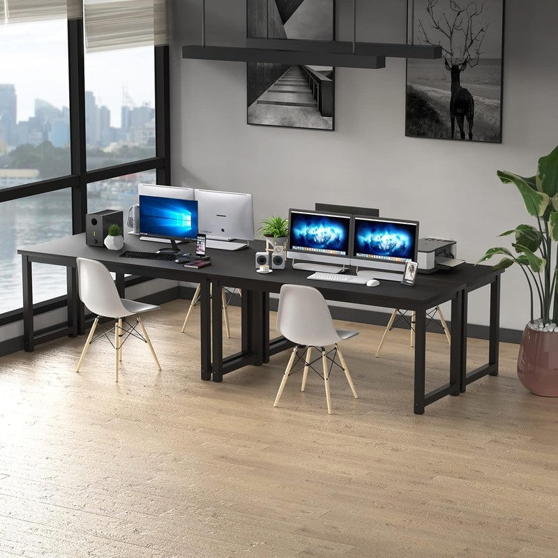 63'' Modern Computer Desk Large Office Writing Desk Home Office Black Metal4