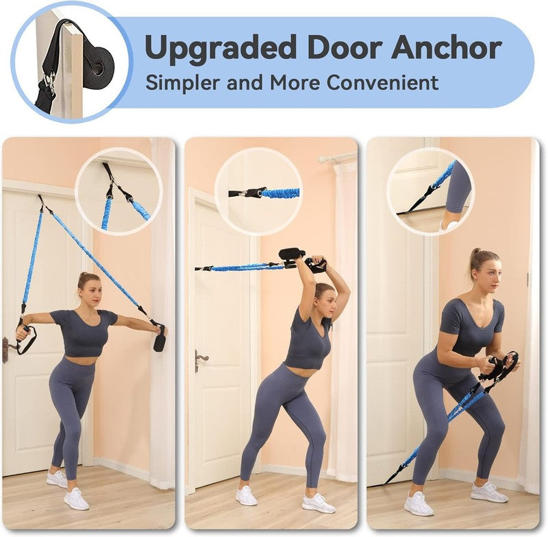 Portable 3-Section Pilates Bar Kit w/ Resistance Bands 20-60lb Full Body6