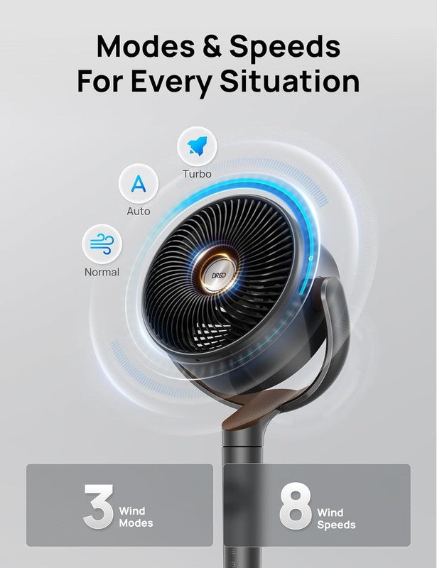 Quiet 120° Oscillating Pedestal Fan, 8 Speeds, Adjustable Height, Timer, Grey5