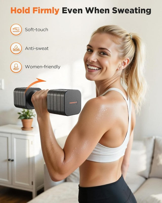 5-in-1 Adjustable Dumbbell Set 12/20lb Dual-Stable Home Gym Women5