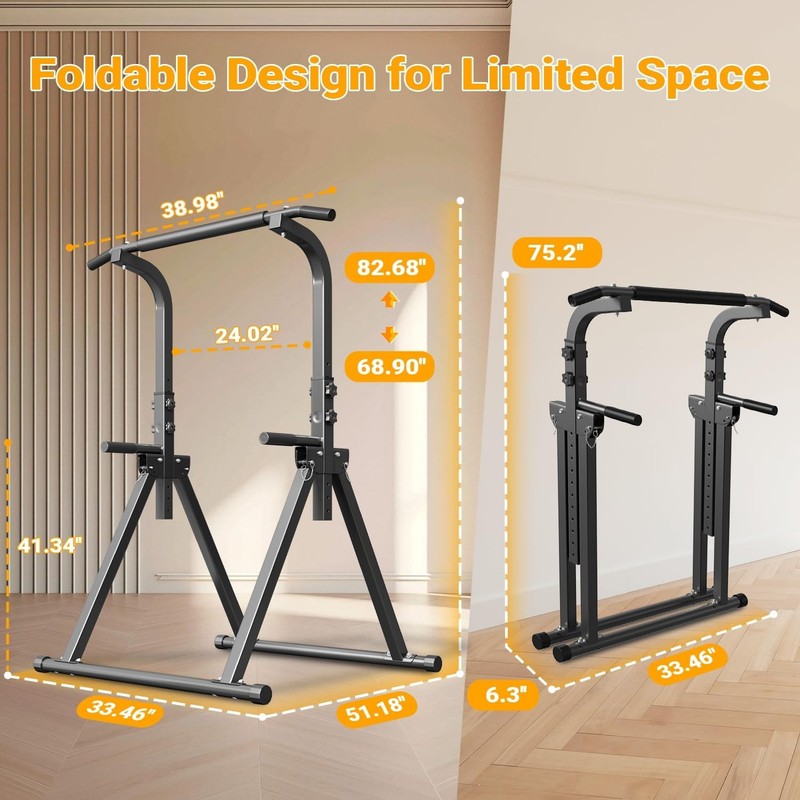 Foldable Pull-Up Bar Power Tower Dip Station Home Gym 300LB Capacity6
