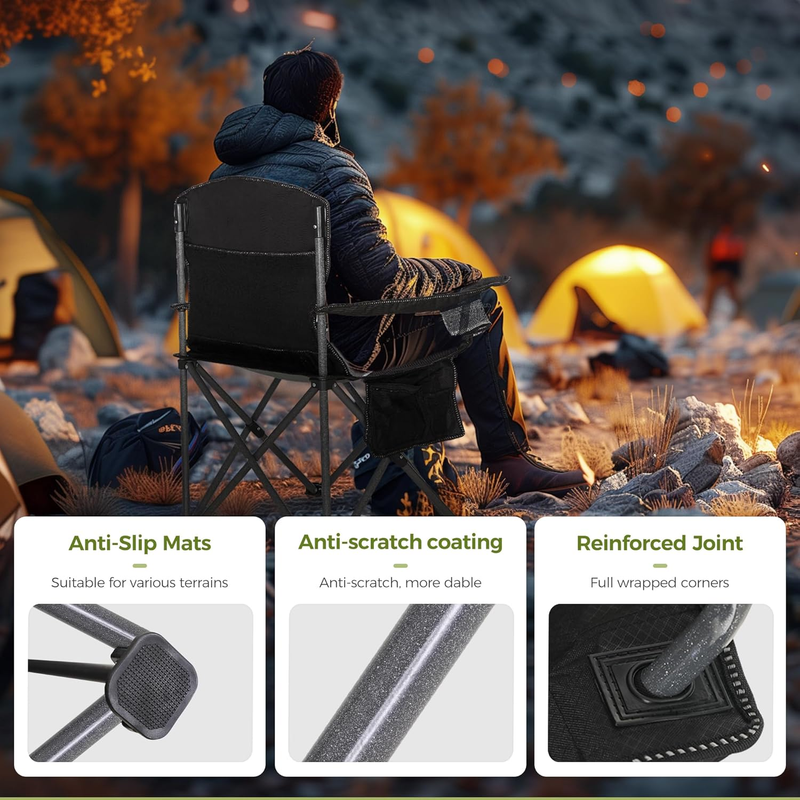 Oversized Quad Back Camping Chair 350lbs Heavy Duty Folding Chair6